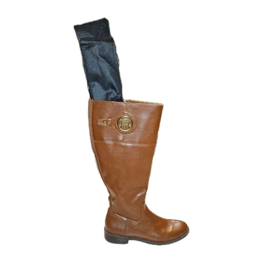 Tommy Hilfiger Women's Brown Leather Riding Boots, Size 8M